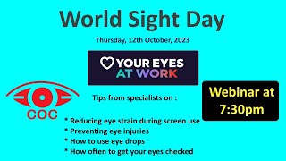 World Sight Day Webinar - Cochin Ophthalmic Club - 12 Oct 2023 (Thursday)