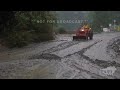 08 20 2023 forest falls ca massive mudslide triggered huge boulders in street town cutoff