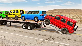 Flatbed Truck Mcqueen  | Transportation with Truck - Pothole vs Car #263 - BeamNG.Drive