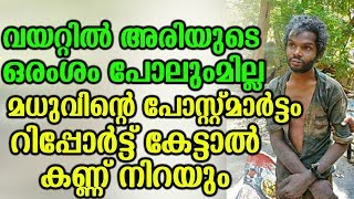 വയറ്റിൽ അരിയുടെ ഒരംശം പോലുംമില്ല മധുവിന്റെ പോസ്റ്റ്മാർട്ടം റിപ്പോർട്ട് കേട്ടാൽ കണ്ണ് നിറയും