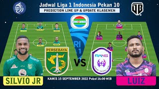 PREDIKSI SUSUNAN PEMAIN 🔴 Persebaya Surabaya vs Rans Nusantara  🔥 JADWAL LIGA 1 INDONESIA PEKAN 10