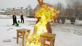 Crazy Belarusian soldiers celebrate Maslenitsa 2013 in Minsk