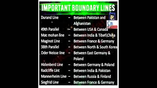 Important Boundary Lines(Boundary line Name and Countries)💖