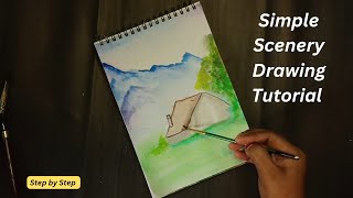 Simple Scenery Drawing With Watercolour || @flyingwithart77