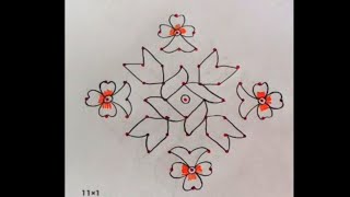 🌹small dots daily kolam🌺 |🌺 11×1 dot easy muggulu designs 🌼|🌼 simple rangoli designs with dots |