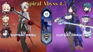 C0 Arlecchino with Mona and C0 Clorinde with QiQi | Genshin impact 4.7 New Spiral Abyss Floor 12 9/9