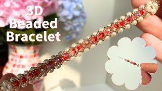 3D Beaded Bracelet with Pearls✨| Step-by-Step Beginner-Friendly Beading Tutorial