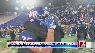 Wake Forest wins state title over Vance, 9-7