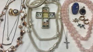 Goodwill Bluebox 5lbs Jewelry Unboxing! New Jersey bag #1 Gold, Silver, and Gemstones!