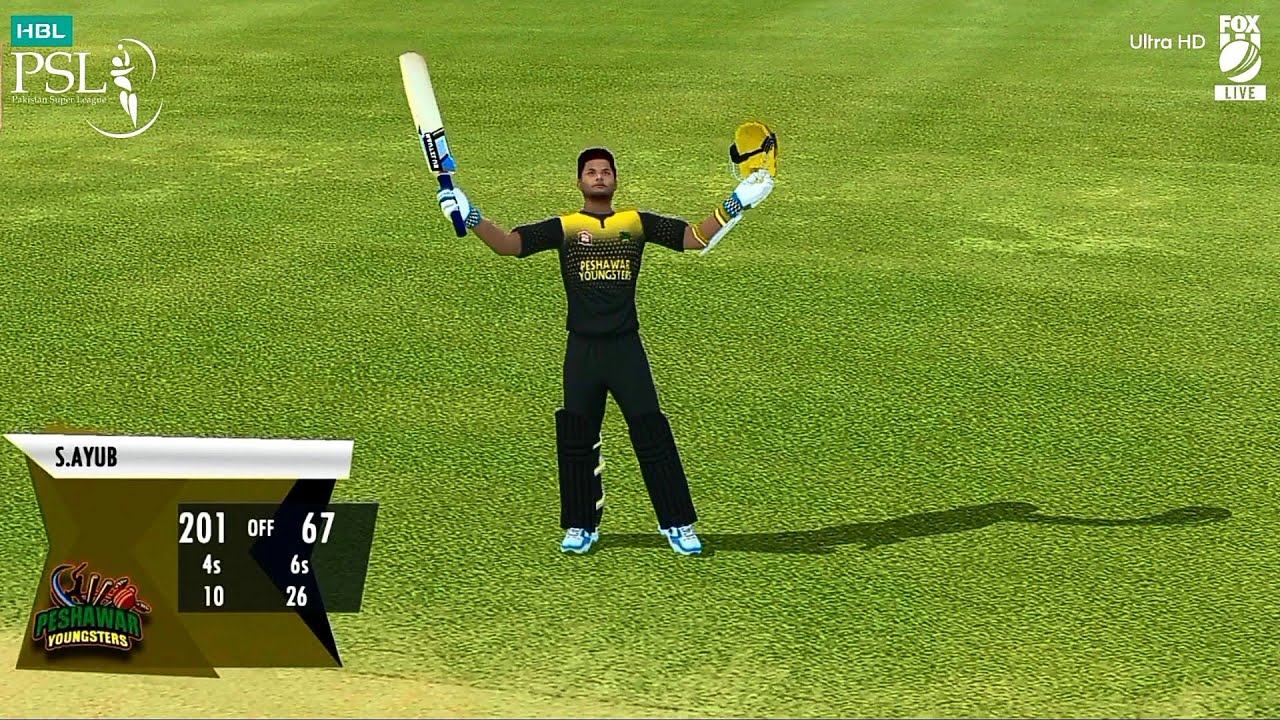 Saim Ayub Smash Double Hundred HBL-PSL-8 Rc22 Gameplay - YouTube