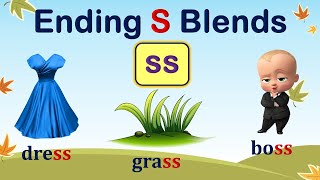 SS Blends | Ending Consonant Blends ss for UKG| Ending Blends ss | Phonic Blends | blends |ss words