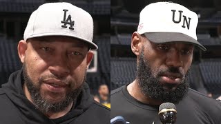 Lakers Practice Interview ahead of matchup VS Nuggets: Coach Darvin Ham & LeBron James