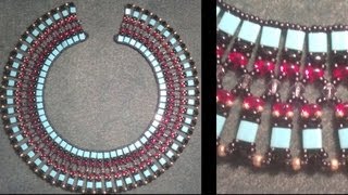 Beading4perfectionists : Cleopatra necklace with Tila, Superduo and Swarovski beads beading tutorial