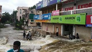 Meerpet Lake Broke Battery Shops Shutter and destroyed Roads (Part-2), Hyderabad Floods