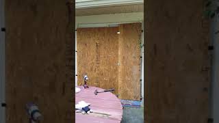 Hang up Plywood the RIGHT way.  We are DONE and ready for Hurricane Irma!