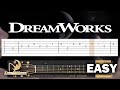 Dreamworks Intro Theme song - EASY Guitar tutorial (TAB)