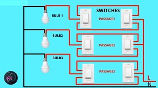 corridor/hall way wiring circuit  diagram/connection/ Two way switch connection