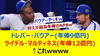 トレバー・バウアー(年俸9億円)、ライデル・マルティネス(年俸12億円)←これwwww【ネット反応集】