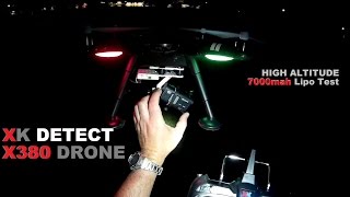 XK DETECT X380 GPS Drone Night Flight - [Mods, 7000mah, High Altitude Range Test]