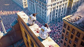 Thousands of zombies have been trapped on a building rooftop for months with no escape for survivors