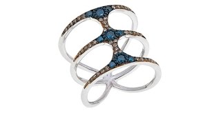 Rarities 0.5ctw Blue and Champagne Diamond Ring