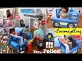 Toy Channel: Police Pretend Playtime. Rescue Center Fire and Police Station. Inflatable Play Tent