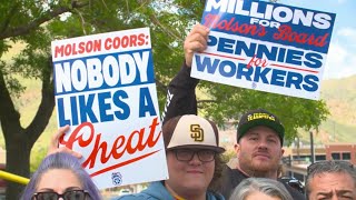 Teamsters rally outside Coors shareholder meeting in Golden