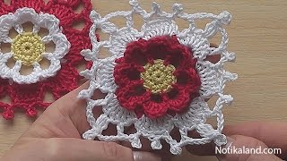 Crochet Square Motif Tutorial  Crochet  Flower Square blanket pattern