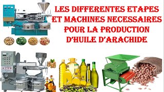 Les differentes etapes et machines necessaires pour la production d'huile d'arachide