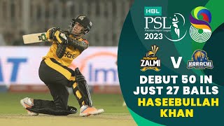 The Youngster Got To His Debut 50 In Just 27 Balls | Haseebullah Khan | Match 17 | HBL PSL 8 | MI2T