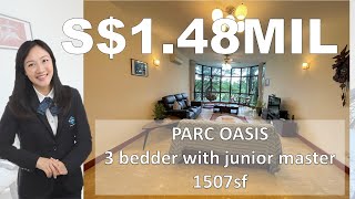 【SOLD】 Parc Oasis Rare Spacious 3BR with Junior Master 1507sf