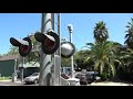 bnsf 4123 manifest train with lots of locomotives north e st. railroad crossing sacramento ca