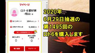 第1495回のロト6の予想「ネット購入（5口）」（2020年6月29日抽選）