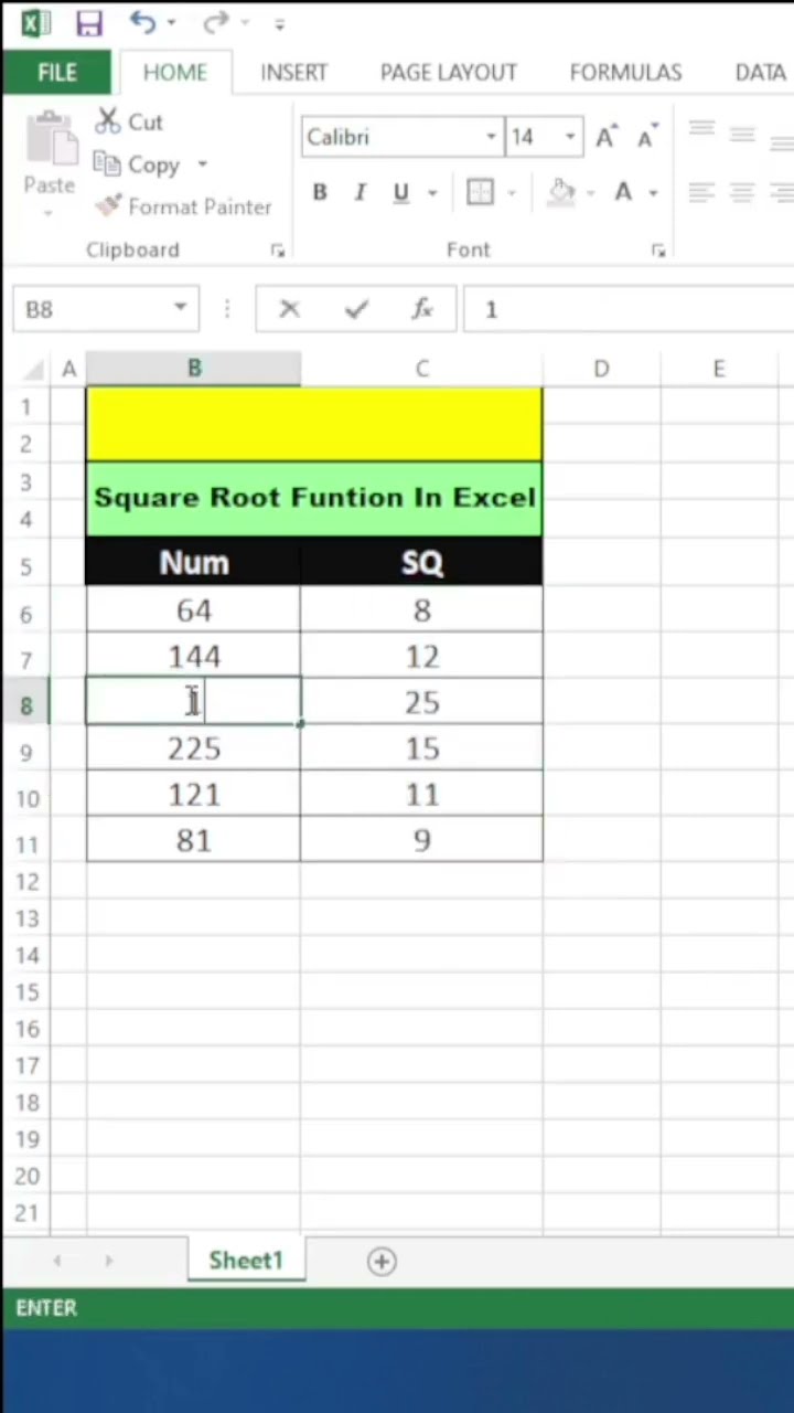 Формула квадратного корня в Excel #excel #shorts