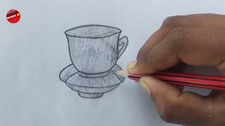 How to draw cup plate step by step || cup plate drawing || # @FarjanaDrawingAcademy
