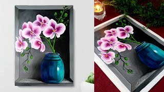 Acrylic Painting Demonstration - Orchids - Easy & Relaxing Demo - Satisfying - Floral - 3D