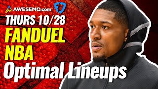 FanDuel NBA Lineups Thu 10/28/21 | NBA DFS FanDuel ConTENders Awesemo.com Today