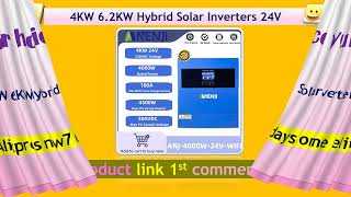 4KW 6.2KW Hybrid Solar Inverters 24V 48V 230V Pure Sine Wave Off Grid MPPT 100A/120A