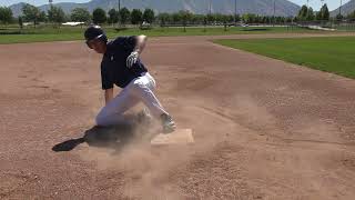 Tom Wright - MLB 65 year young Knuckleballer sliding into 3rd base