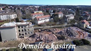 Demolice kasáren Nové Město nad Metují 19.2. 2025. Spojovací prapor VÚ 6590.