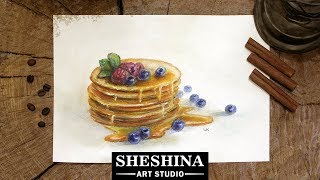 How to draw pancakes with soft pastels 🎨 Food Illustration