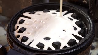 Korean Street Food - How to make Giant Waffle with Whipped Cream Souel South Korea