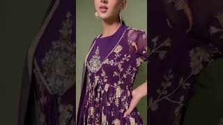 Dark Purple Zardosi Embroidered Georgette Designer Salwar-HA3356