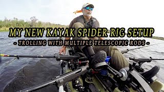 My New Kayak Spider Rig Setup (Trolling Multiple Telescopic Rods) - Florida Fish Hunter