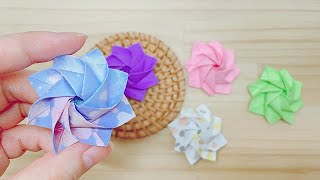 [색종이 접기] 꽃잎 바람개비 접기 | origami pinwheel flower | 折り紙 風車