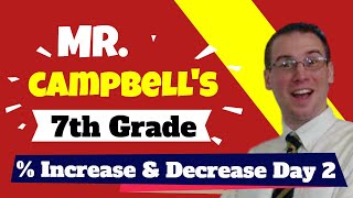 7th Grade Math Lesson 6 Percent Increase and Decrease Using Models