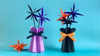 【折り紙】スパイダーフラワーの折り方・ハロウィンの飾りに／[Origami] How to fold a spider flower for Halloween decorations