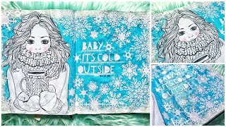 ART JOURNAL Process: "Baby It's Cold Outside" with His Palette Winter + Tim Holtz Sizzix