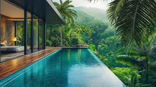 Luxury Forest Resort with Swimming Pool🌴Flowing Water, Bird song, Nature Sounds to Relax, Meditate