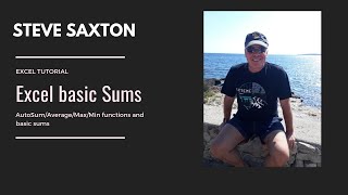 Excel training, AutoSum, Average Max and Min functions in Excel.